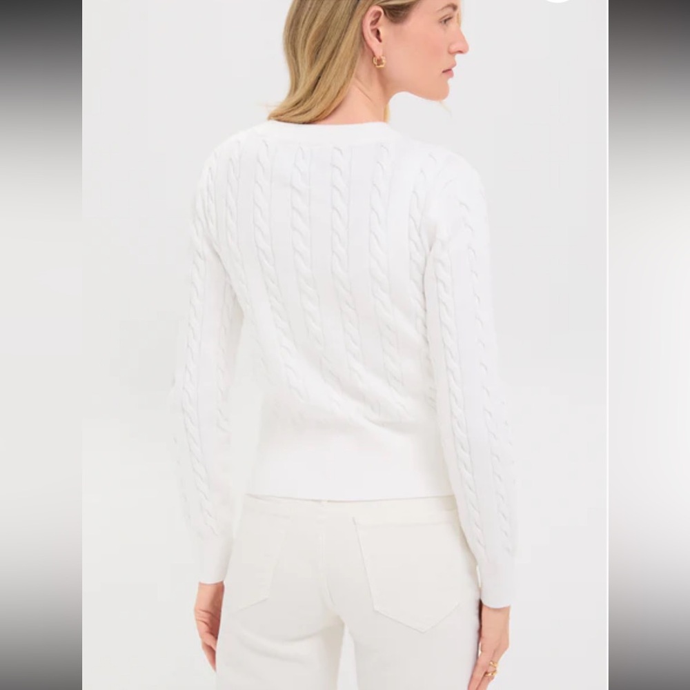 Tuckernuck XXL Cotton Cable Knit Kit Cardigan, Ivory - Picture 7 of 7